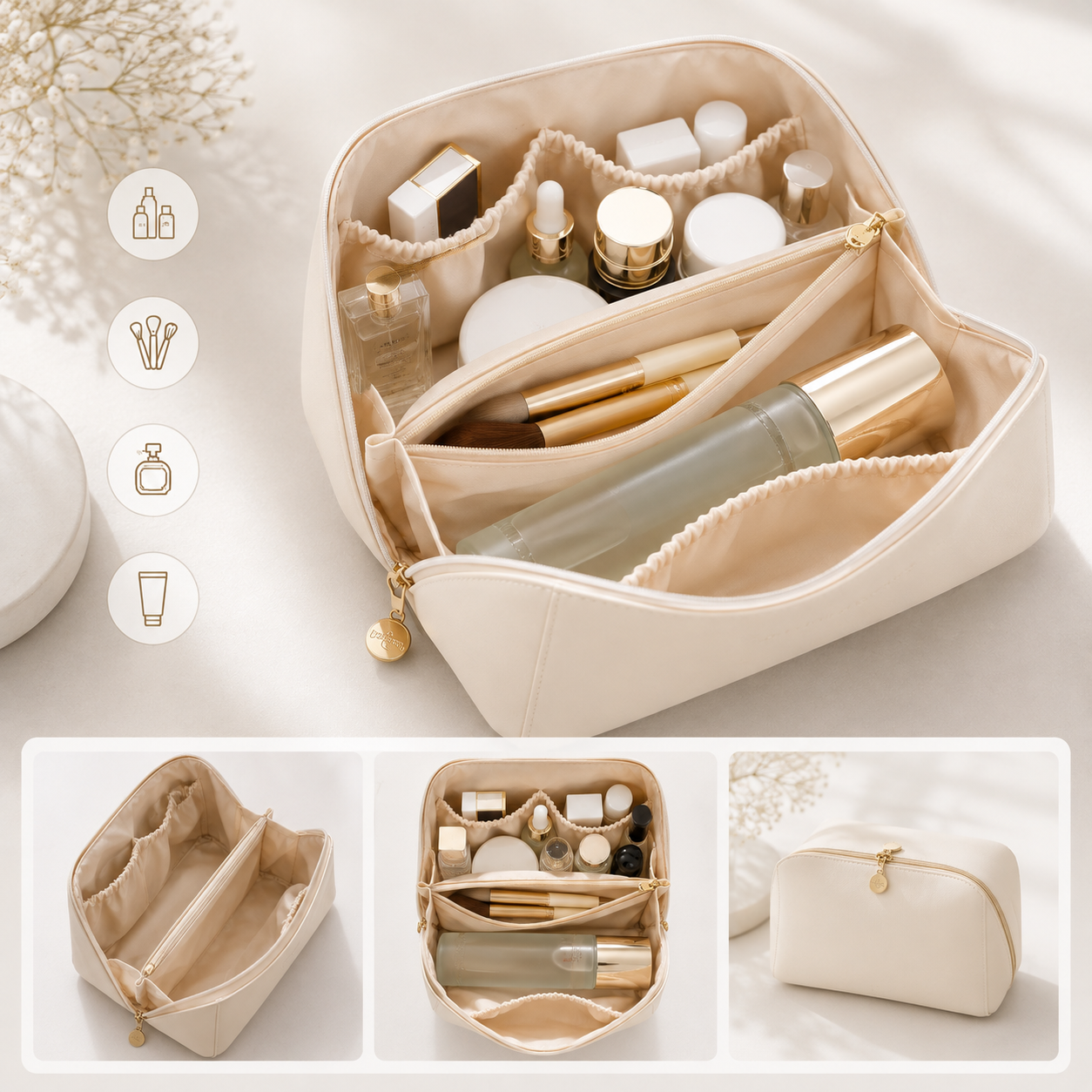 Premium PU Leather Cosmetic Storage Bag